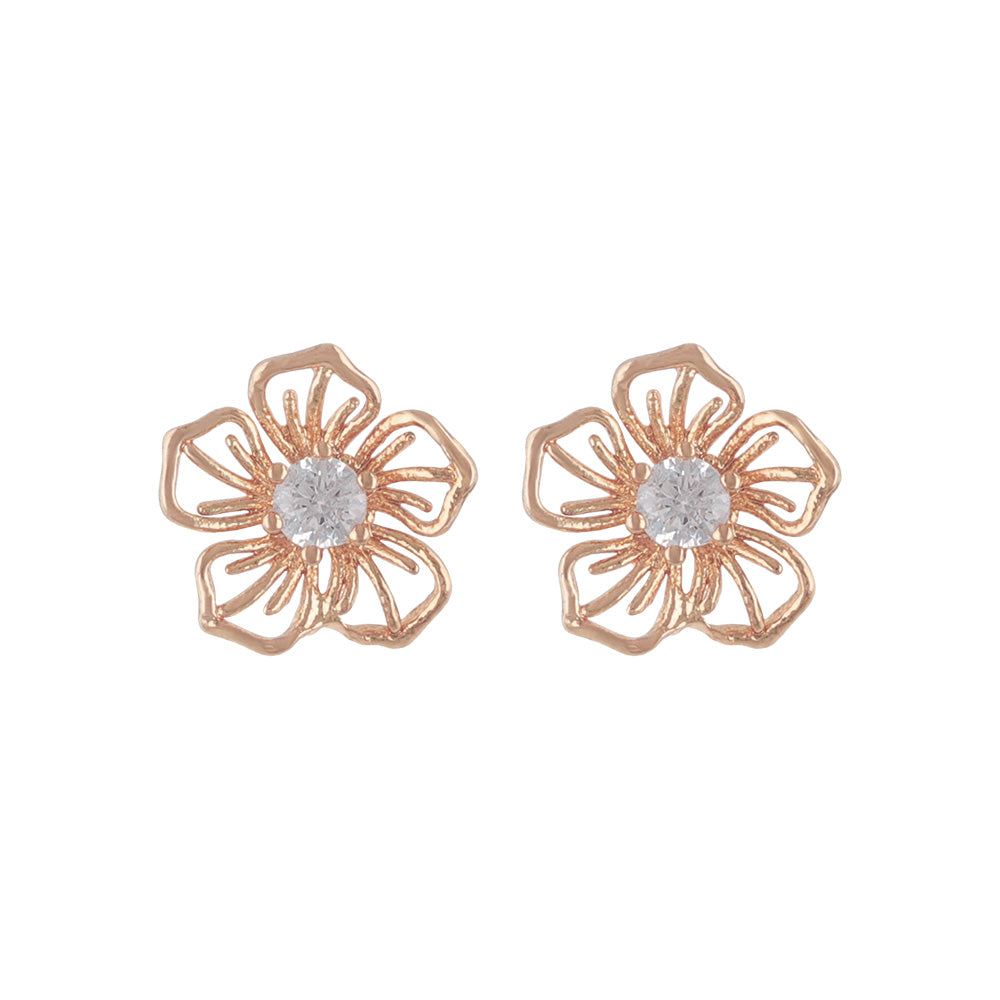 Flower CZ Titanium Stud Earrings