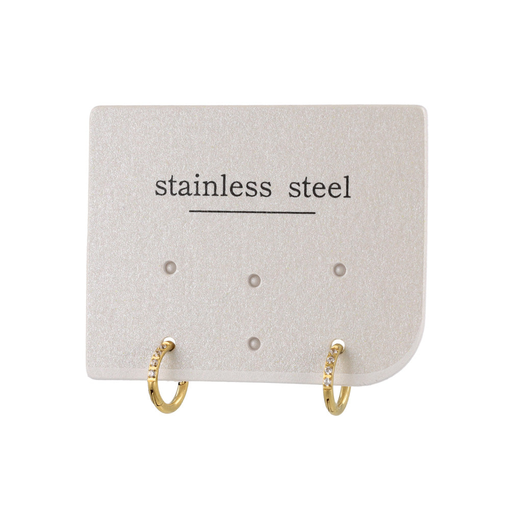 Diamante Stainless Steel Huggie Hoop Earrings 8mm