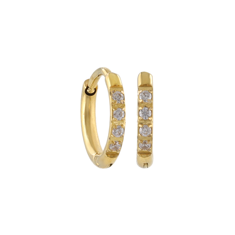 Diamante Stainless Steel Huggie Hoop Earrings 8mm