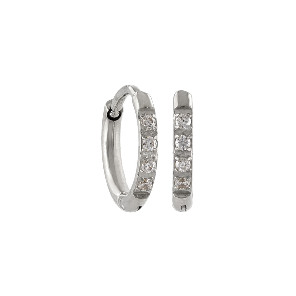 Diamante Stainless Steel Huggie Hoop Earrings 8mm