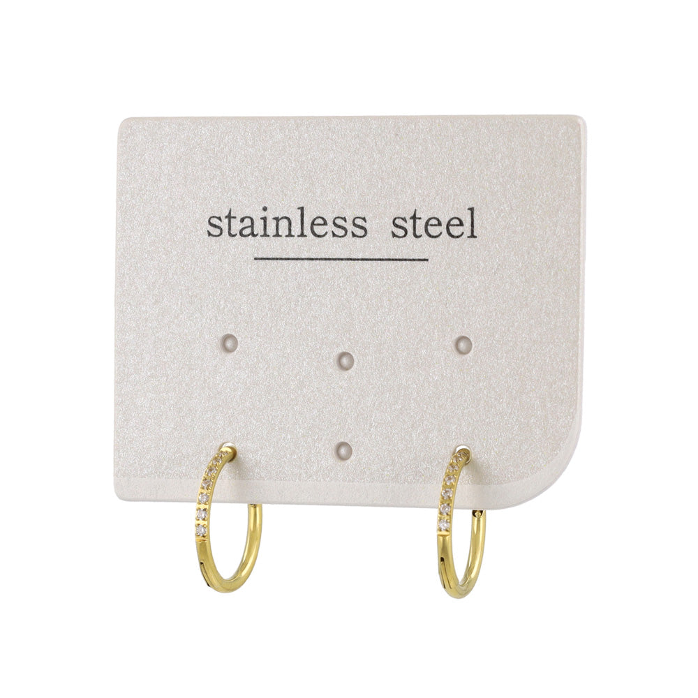 Diamante Stainless Steel Huggie Hoop Earrings 12mm