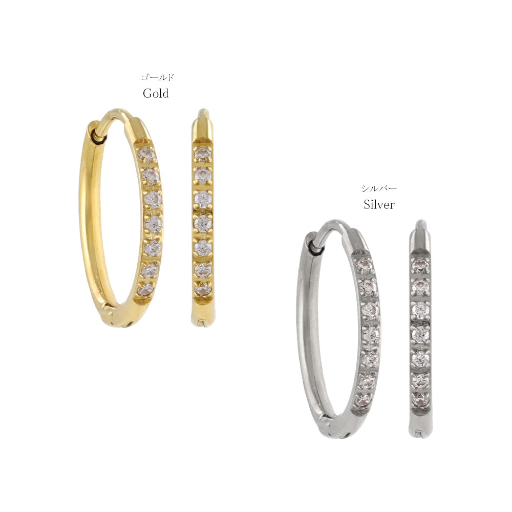 Diamante Stainless Steel Huggie Hoop Earrings 12mm