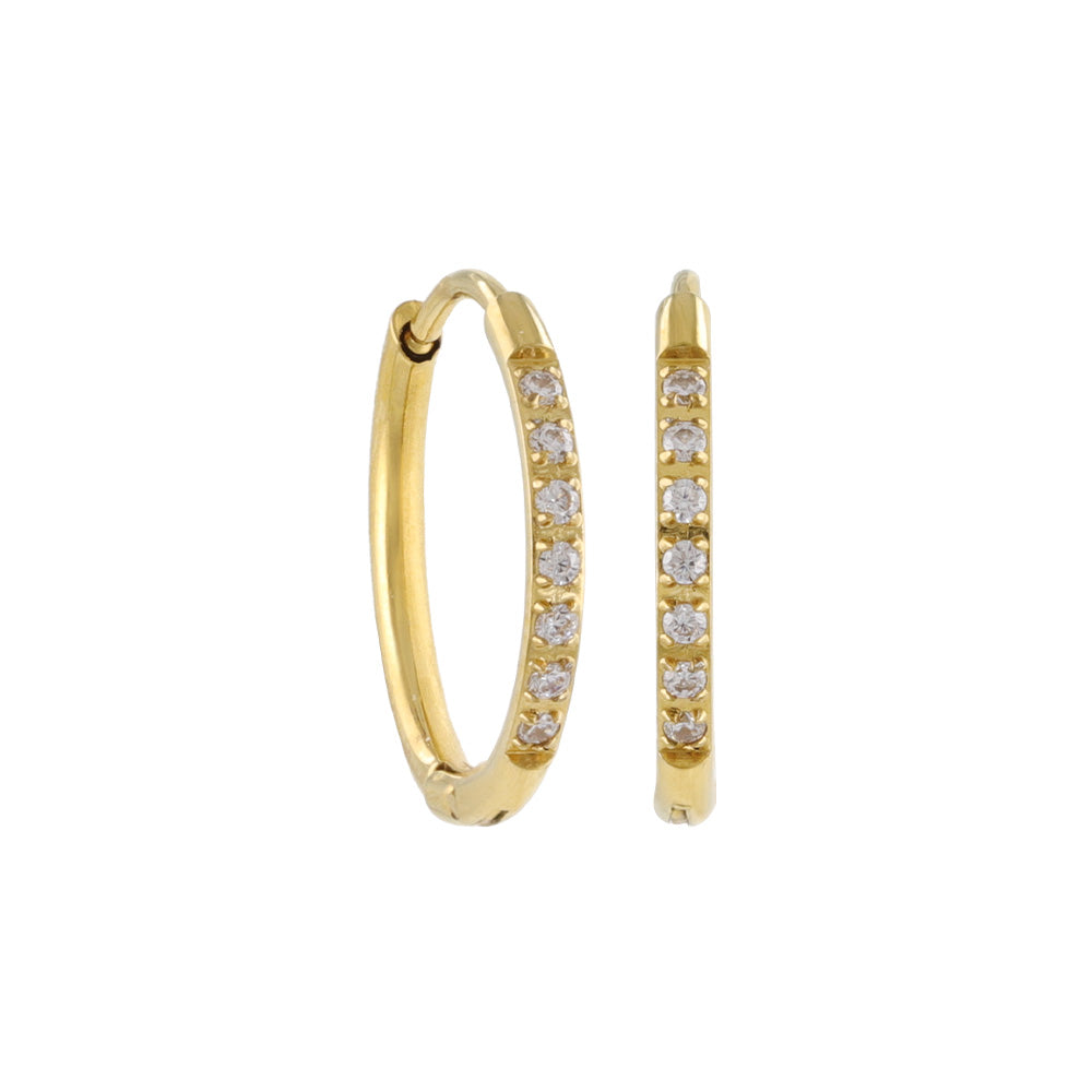 Diamante Stainless Steel Huggie Hoop Earrings 12mm
