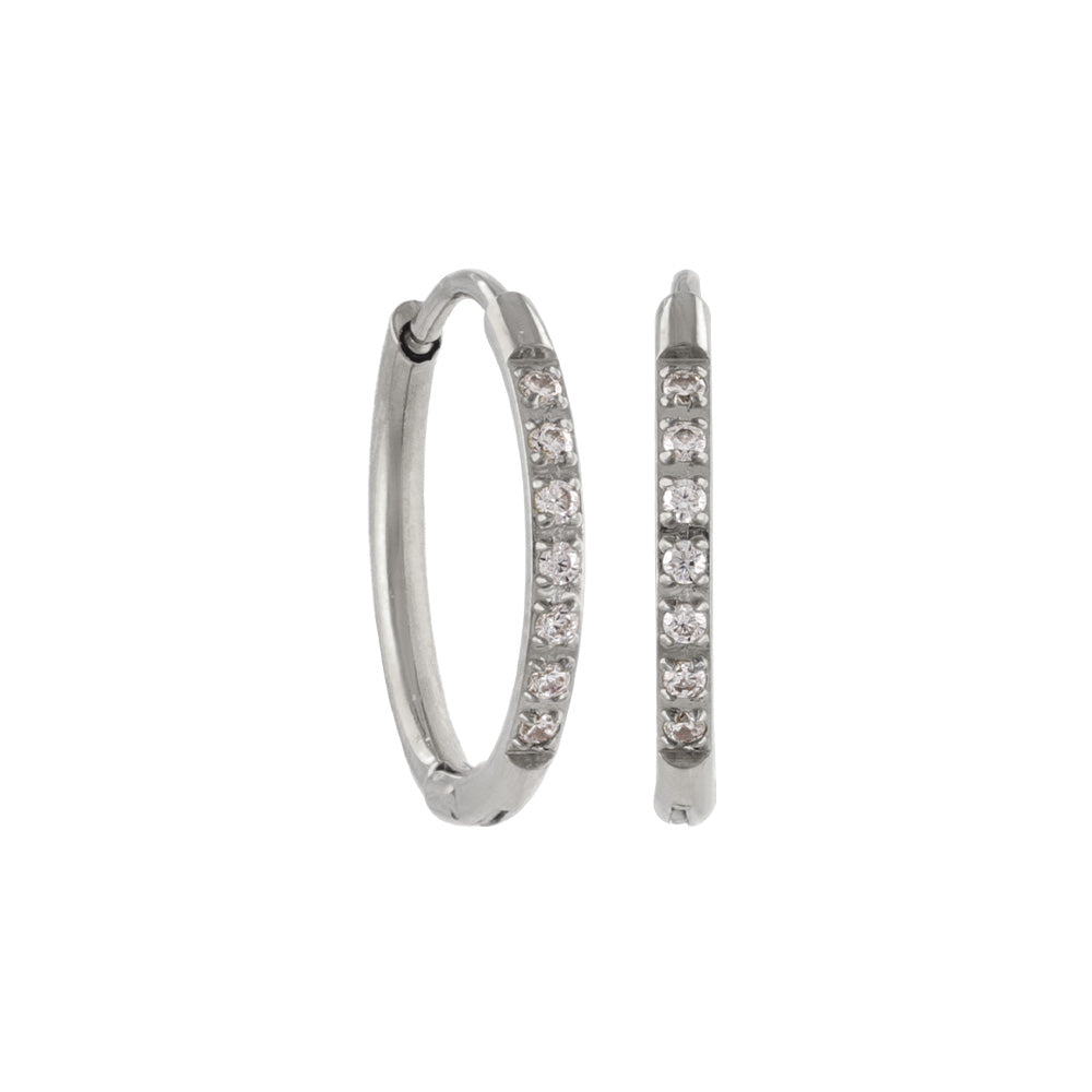 Diamante Stainless Steel Huggie Hoop Earrings 12mm