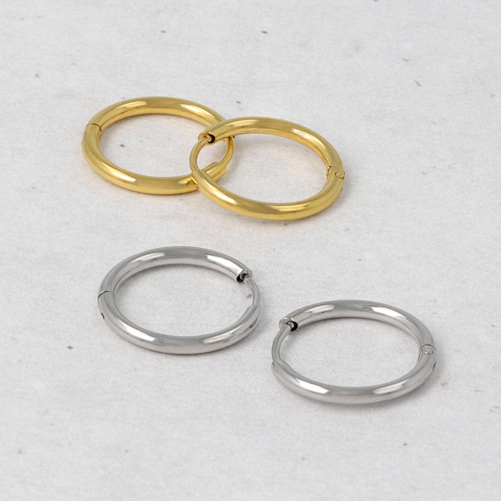 Stainless Steel Huggie Hoop Earrings 15mm