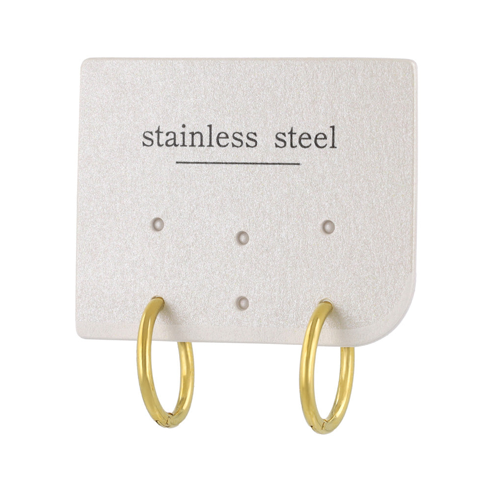 Stainless Steel Huggie Hoop Earrings 15mm