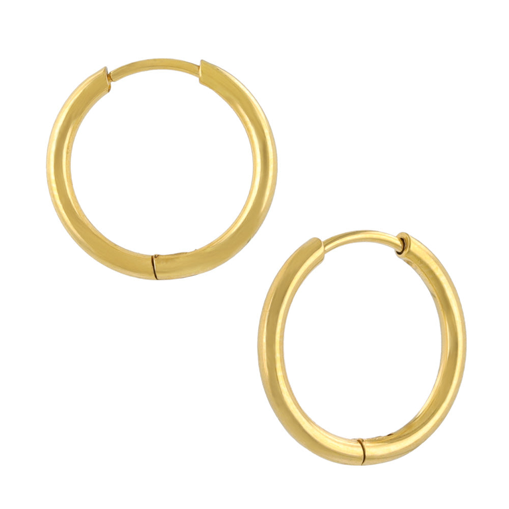 Stainless Steel Huggie Hoop Earrings 15mm