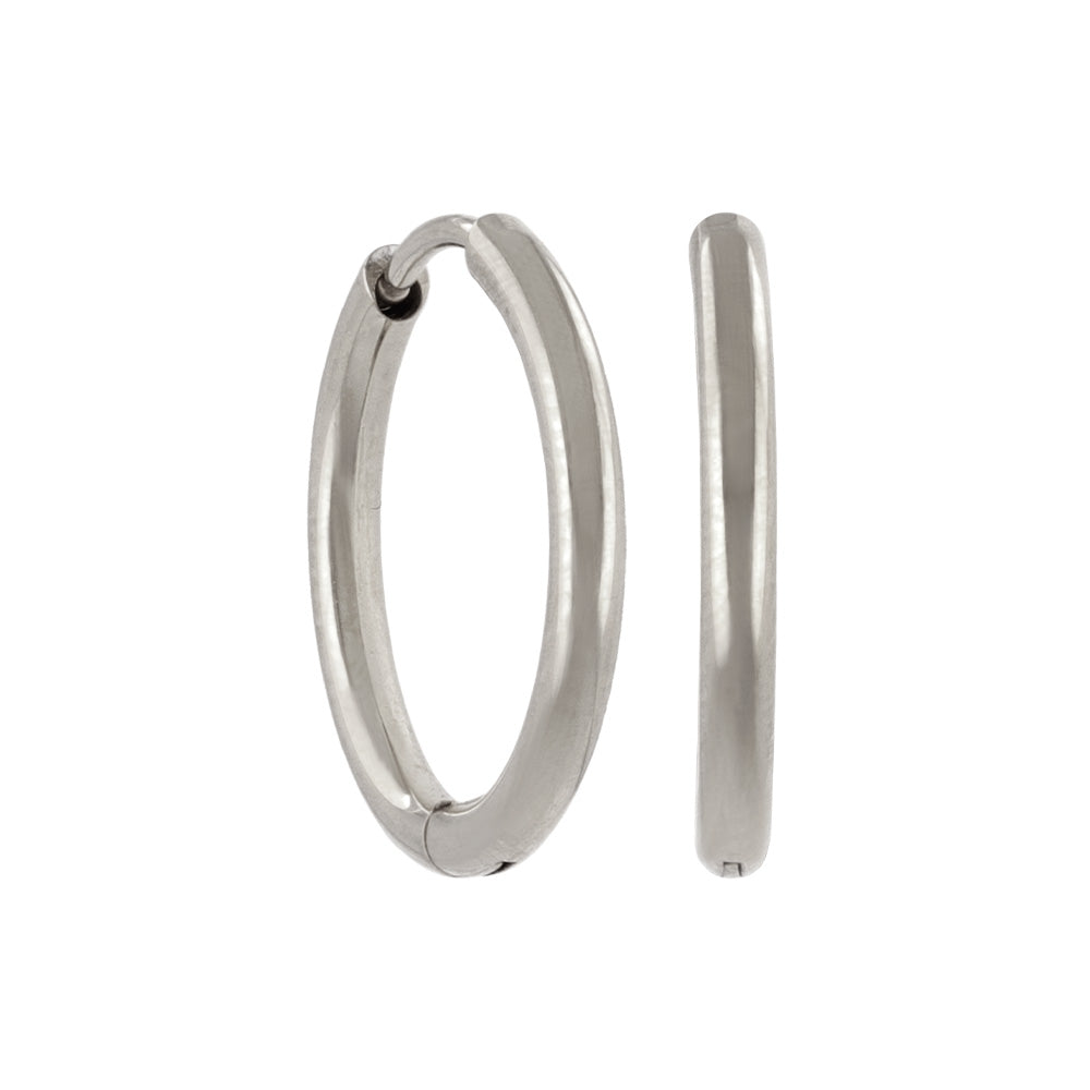 Stainless Steel Huggie Hoop Earrings 15mm