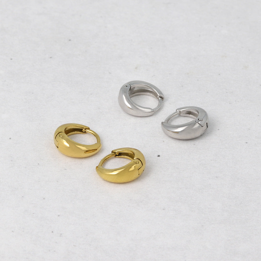 Stainless Steel Gradual Huggie Hoop Earrings 8mm