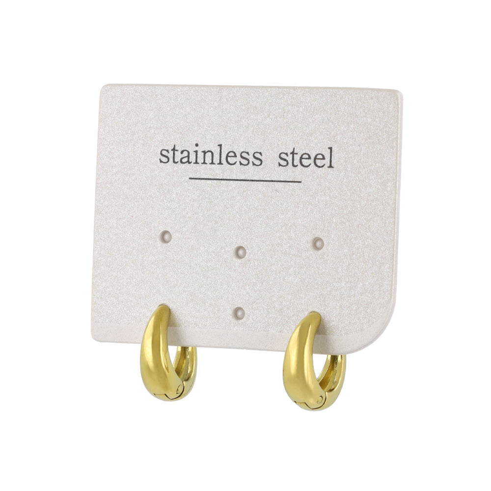 Stainless Steel Gradual Huggie Hoop Earrings 12mm