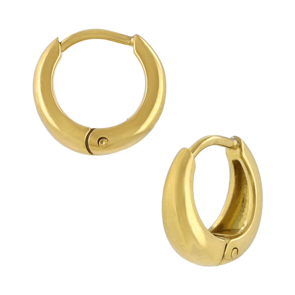 Stainless Steel Gradual Huggie Hoop Earrings 12mm