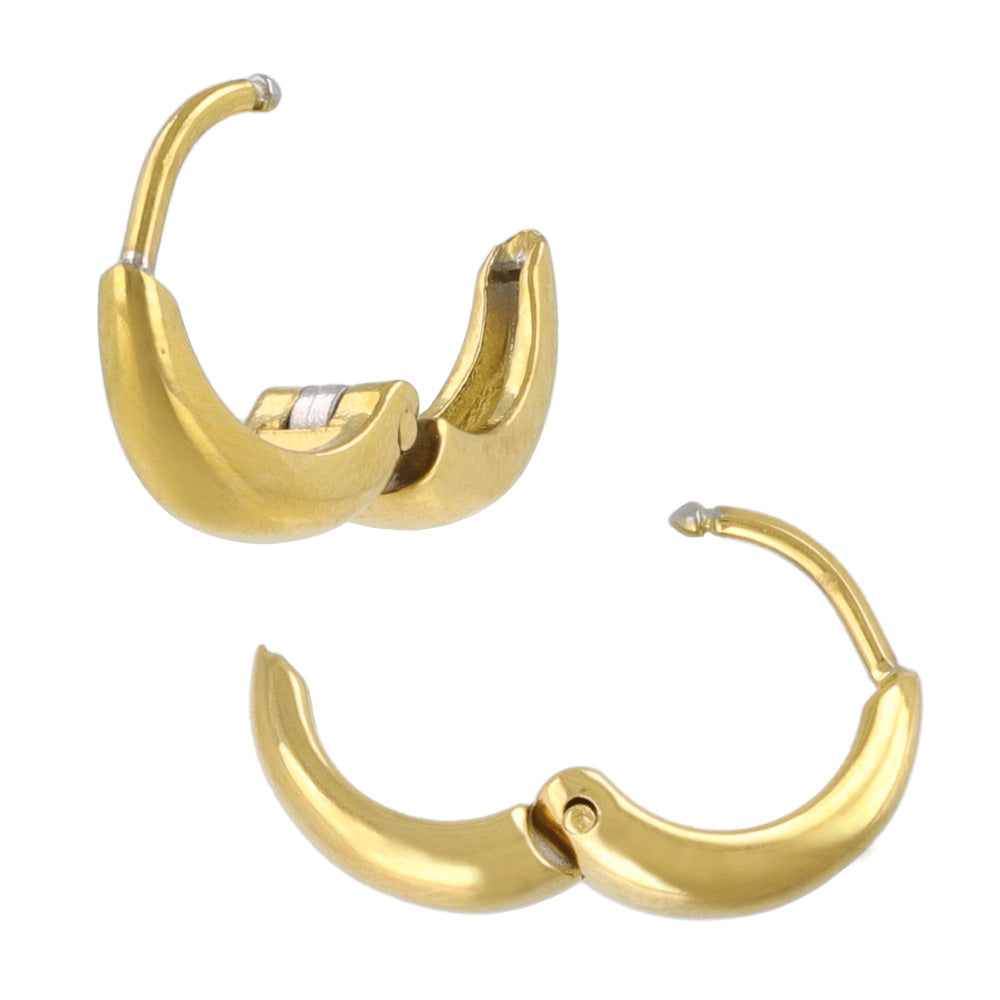 Stainless Steel Gradual Huggie Hoop Earrings 12mm