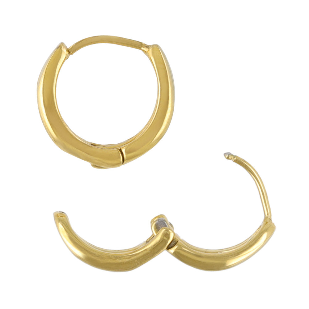 Stainless Steel Double Row Huggie Hoop Earrings 12mm