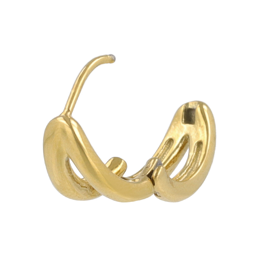 Stainless Steel Double Row Huggie Hoop Earrings 12mm