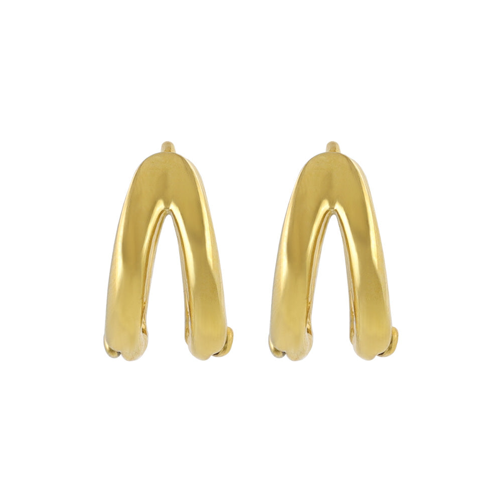 Stainless Steel Double Row Huggie Hoop Earrings 12mm