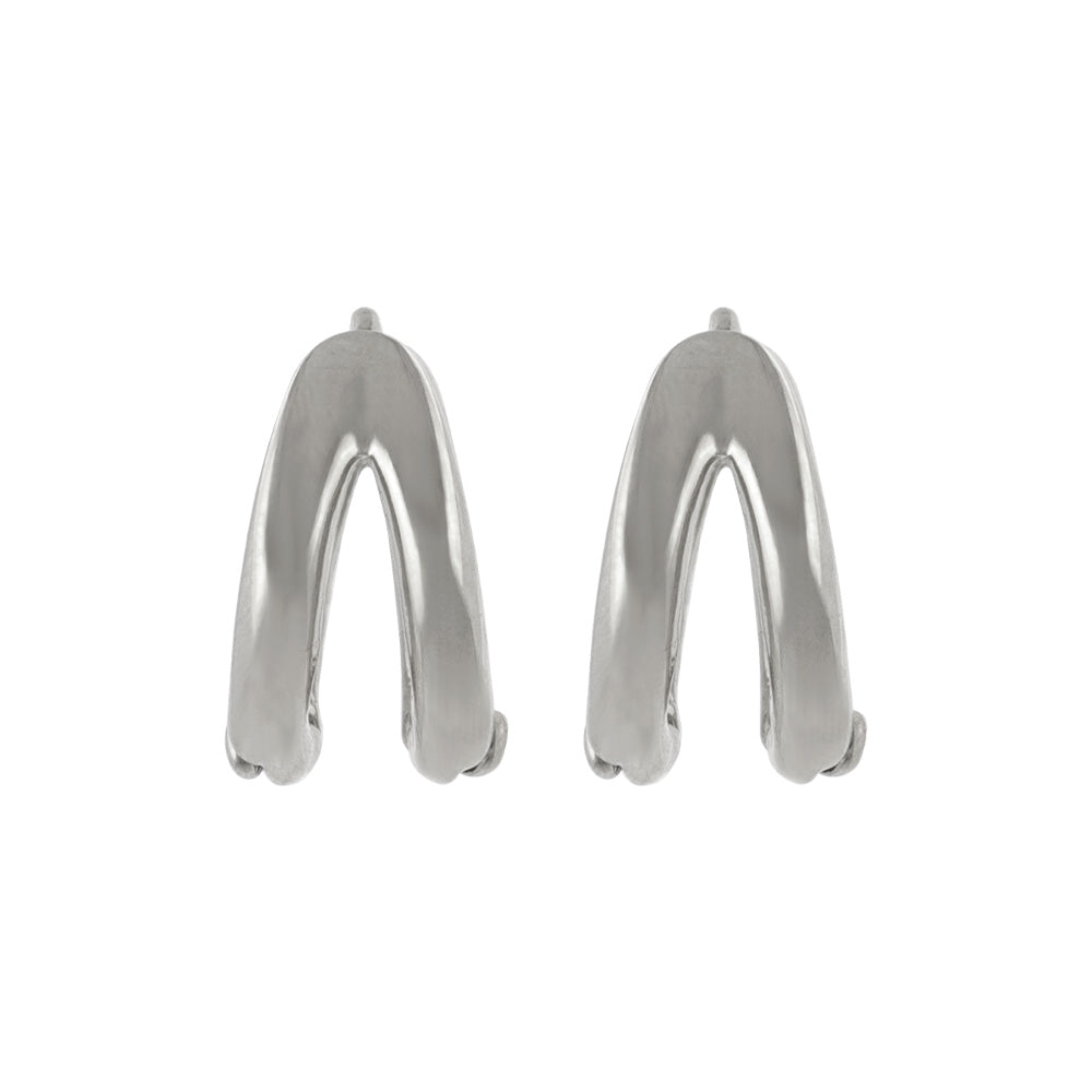 Stainless Steel Double Row Huggie Hoop Earrings 12mm