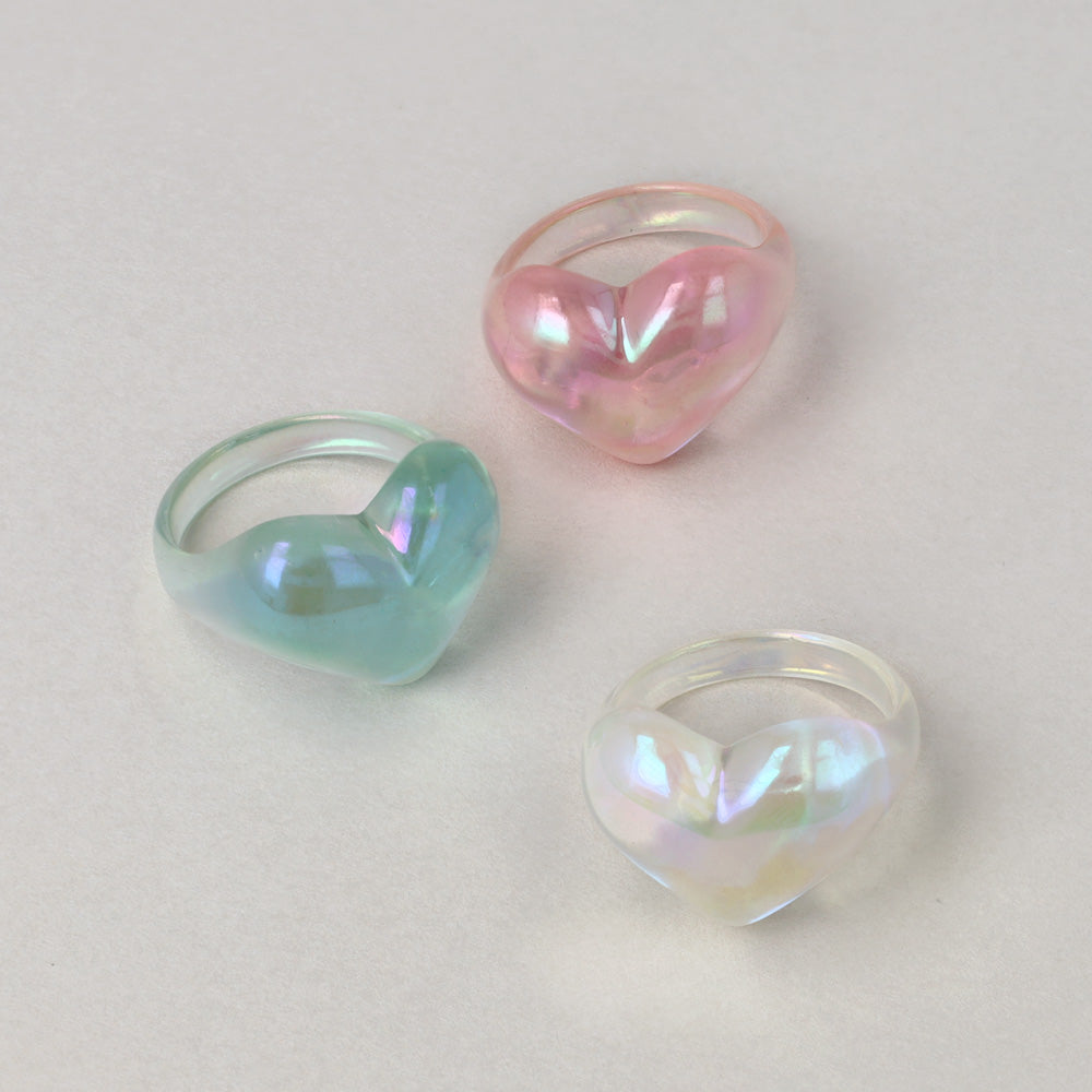 Iridescent Acrylic Heart Ring