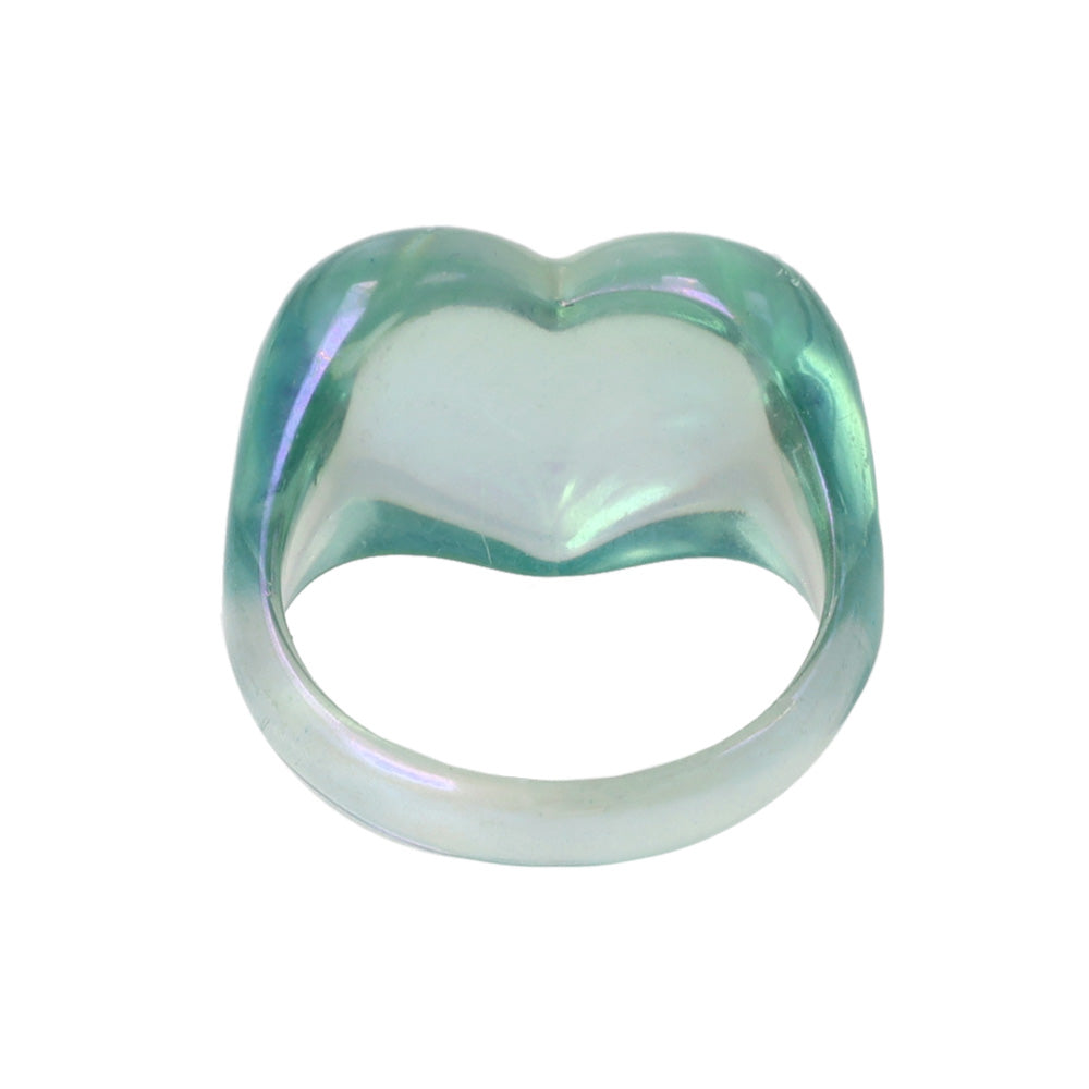 Iridescent Acrylic Heart Ring