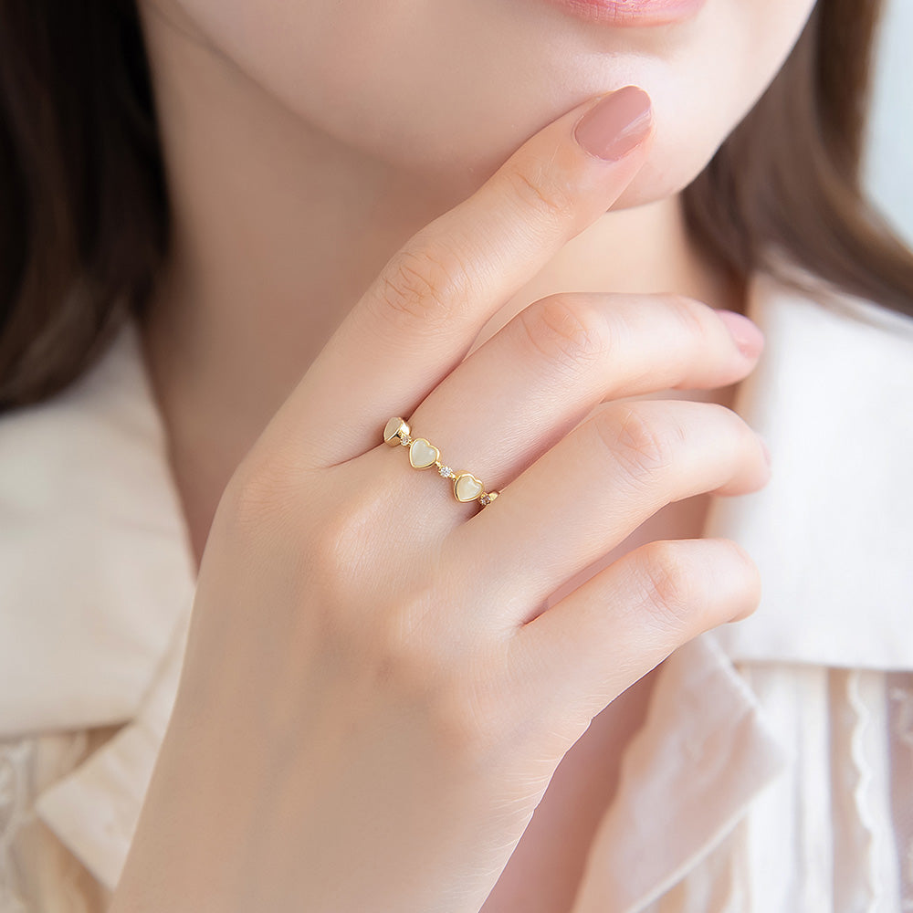 Linked Heart Open Ring