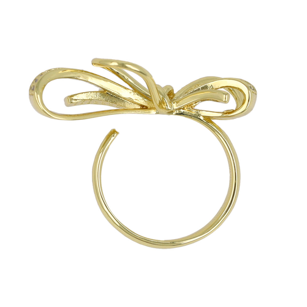 Sparkling Bow Open Ring