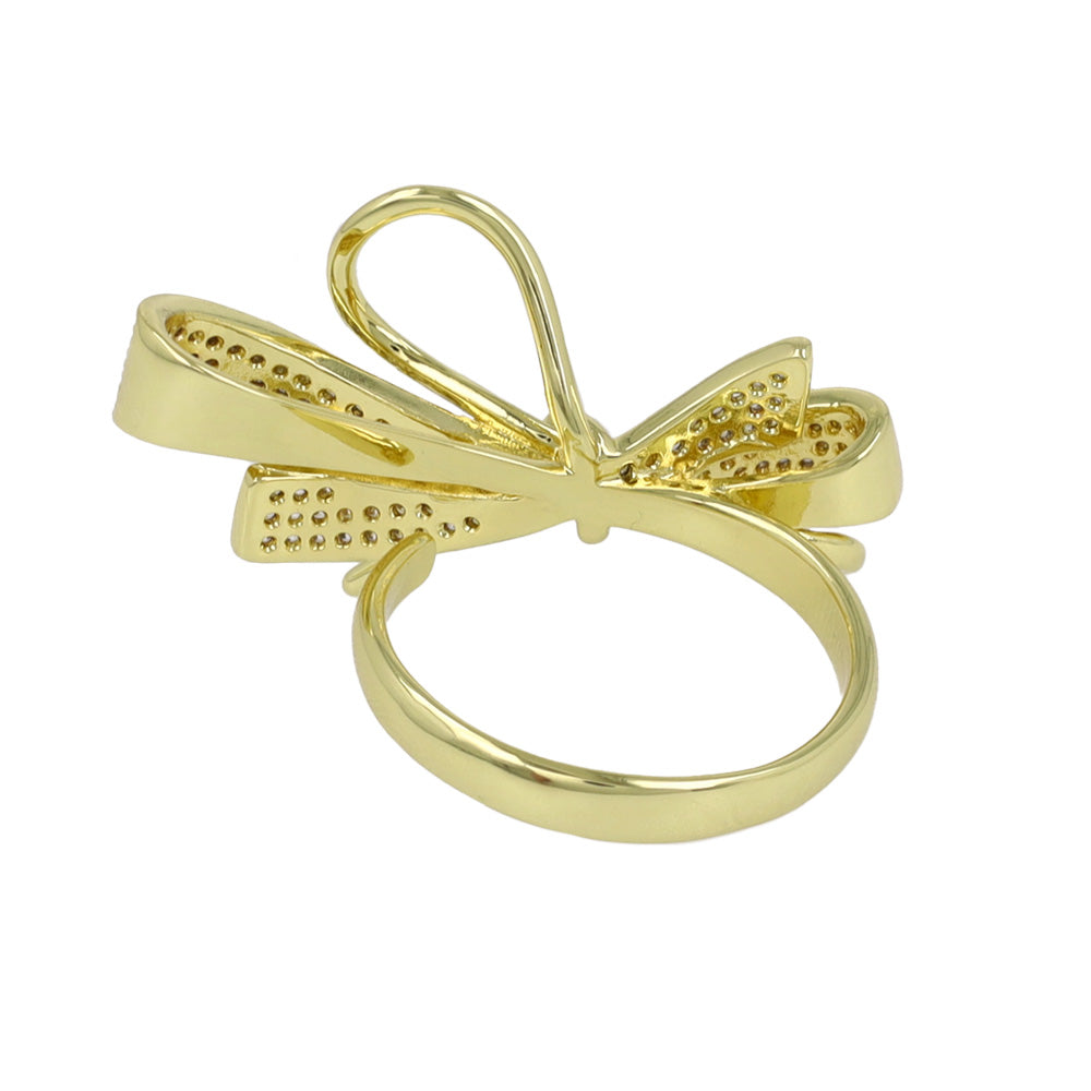 Sparkling Bow Open Ring