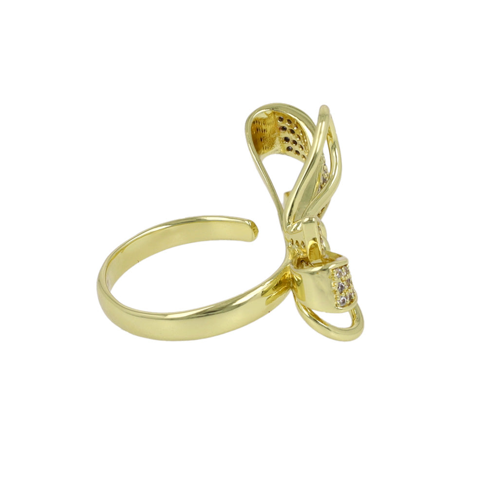 Sparkling Bow Open Ring