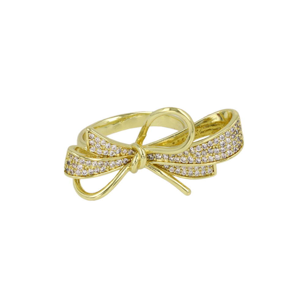 Sparkling Bow Open Ring