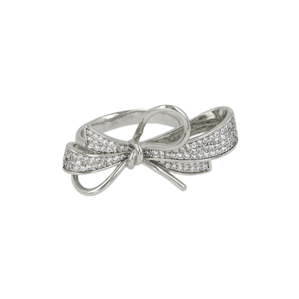 Sparkling Bow Open Ring