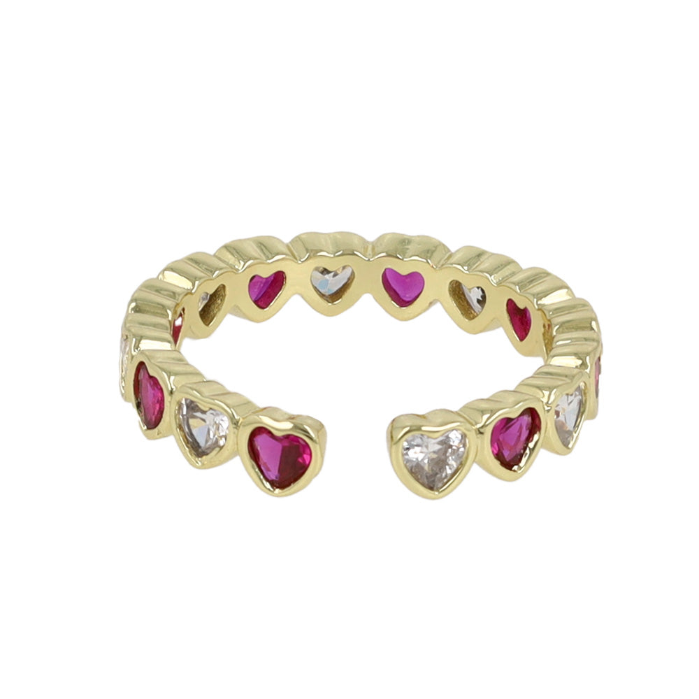 Sparkling CZ Heart Open Ring