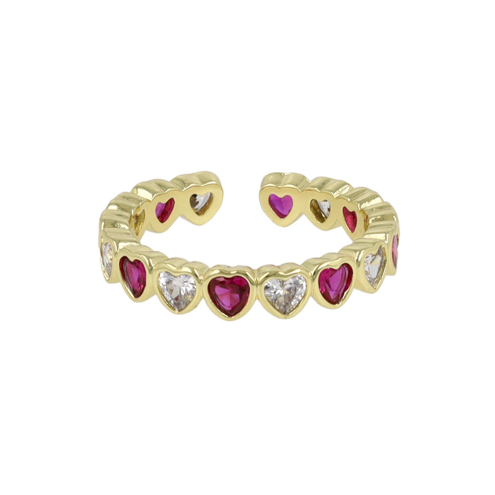 Sparkling CZ Heart Open Ring