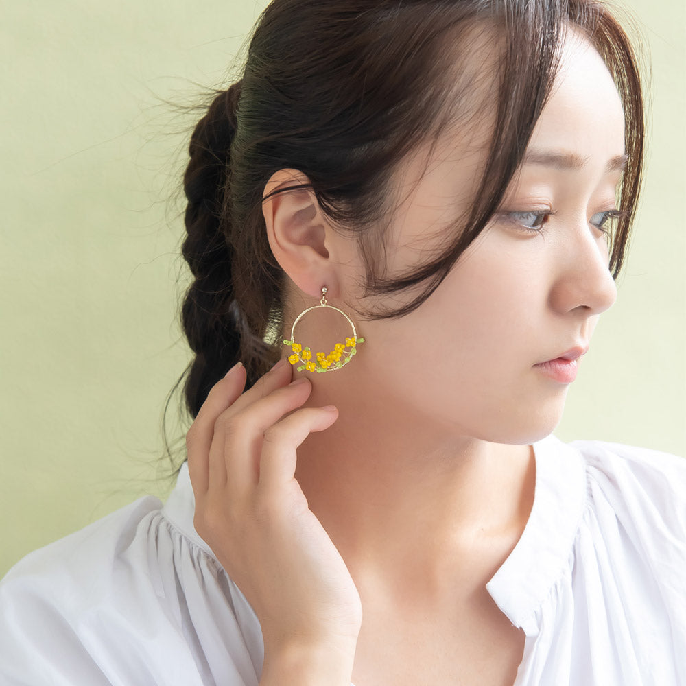 Mimosa Hoop Drop Earrings