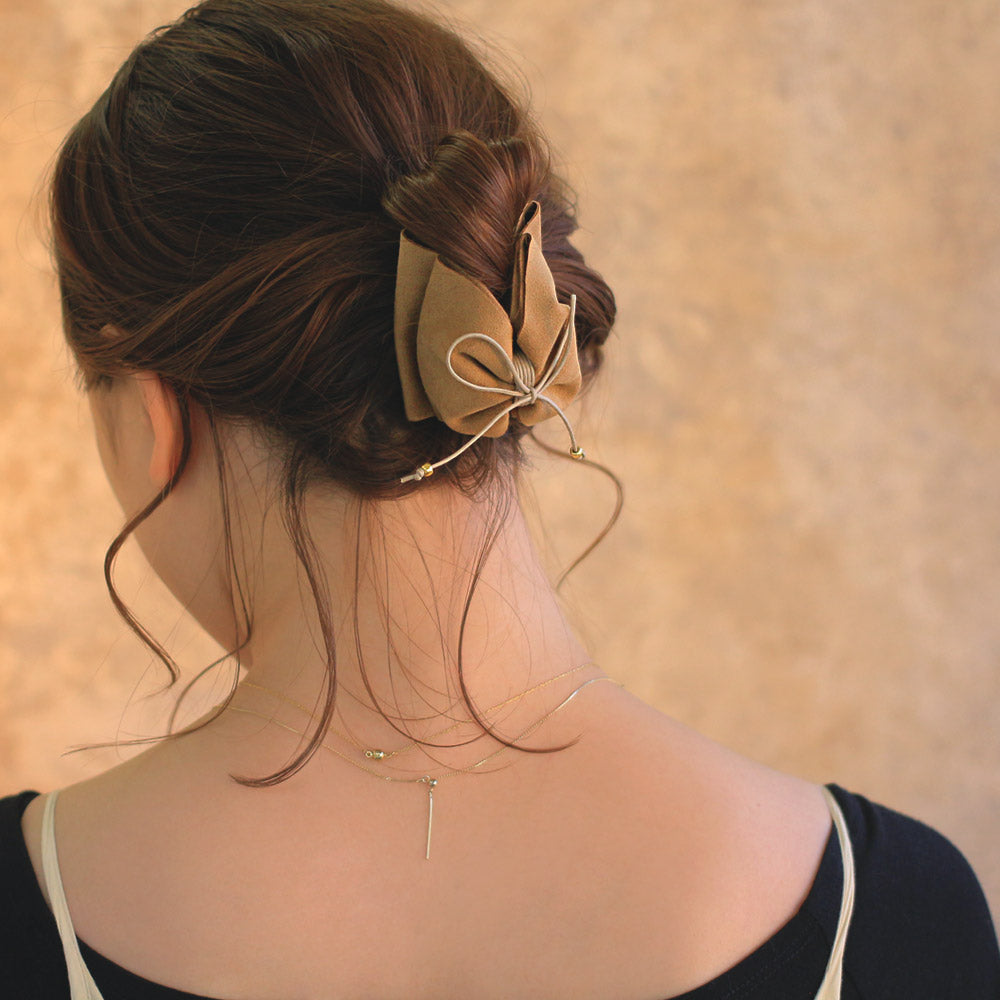 Faux Suede Ribbon Hair Claw