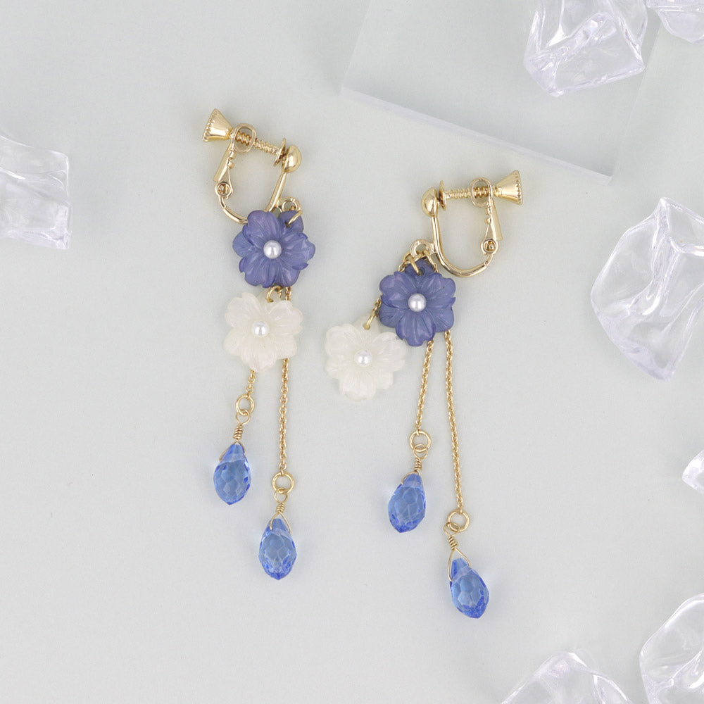 Mini Nemophila Layered Drop Clip Ons