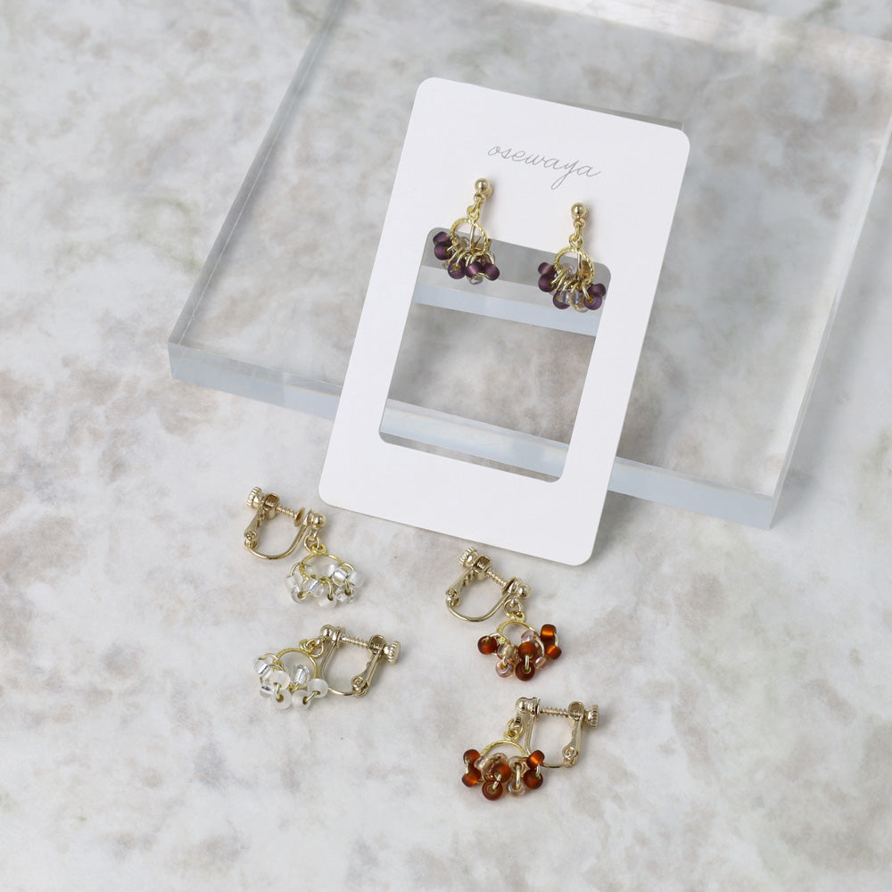 Bead Cluster Clip On Earrings