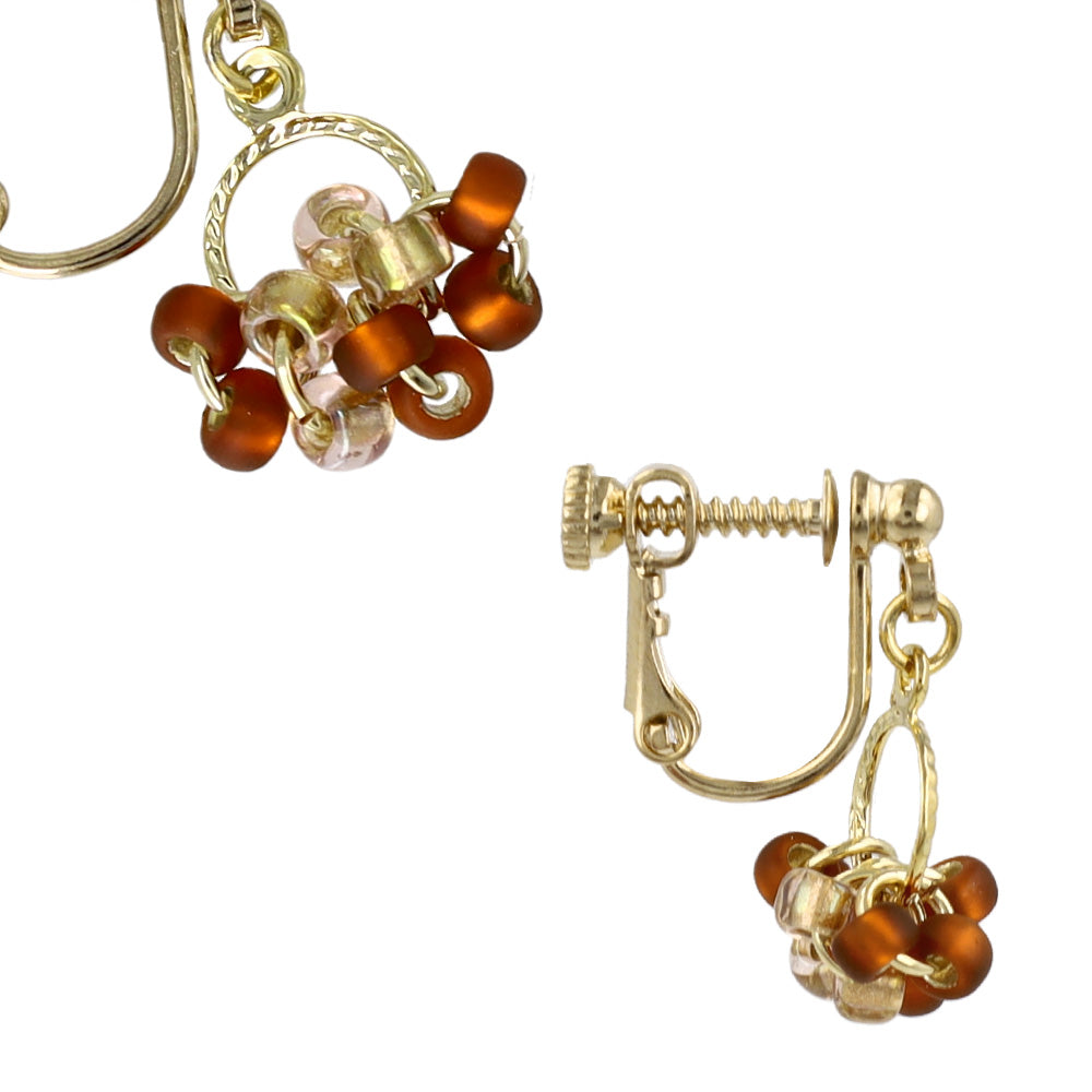 Bead Cluster Clip On Earrings