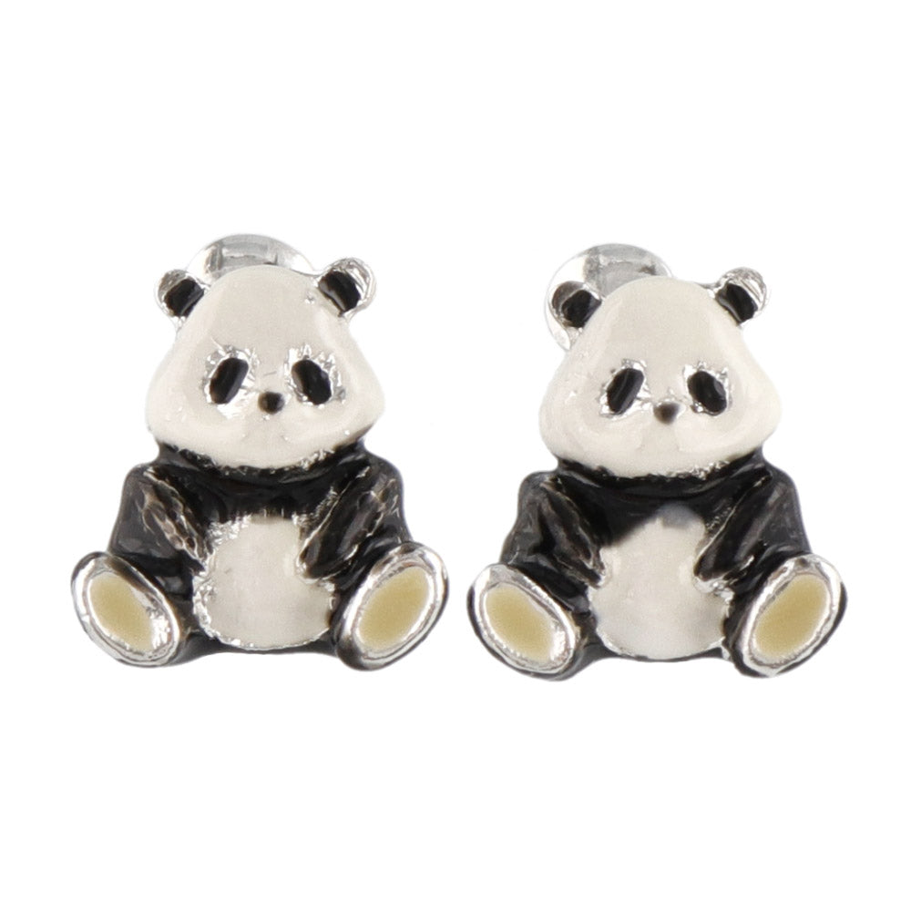 Osuwari Panda Clip On Earrings