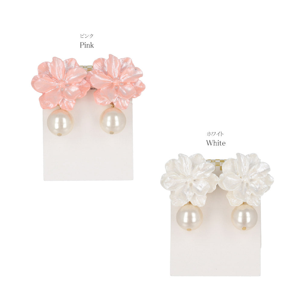 Sakura and Pearl Statement Clip On Earrings