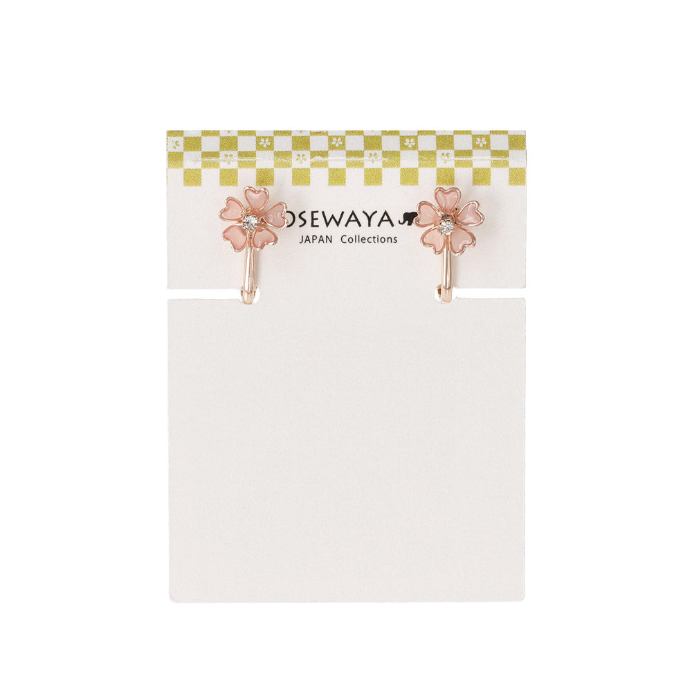 Pink Sakura Clip On Earrings
