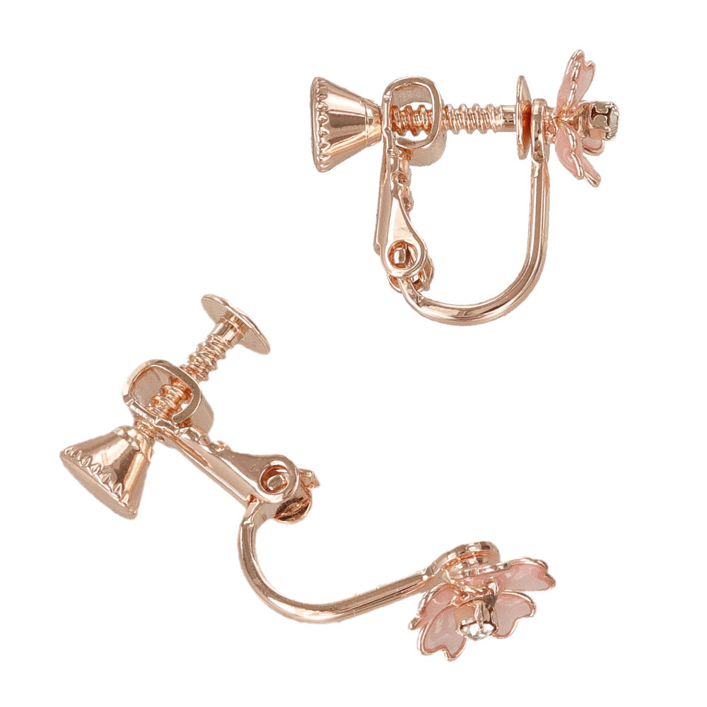 Pink Sakura Clip On Earrings