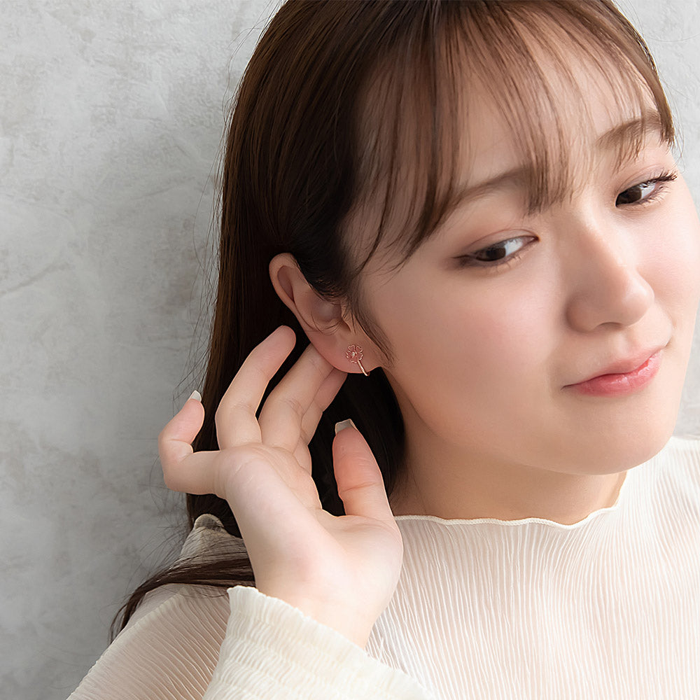 Pink Sakura Clip On Earrings
