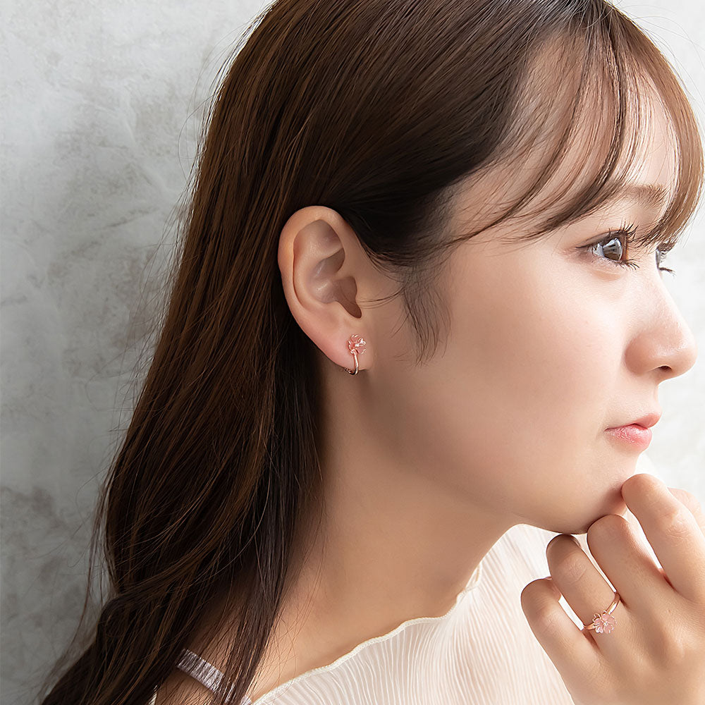 Pink Sakura Clip On Earrings