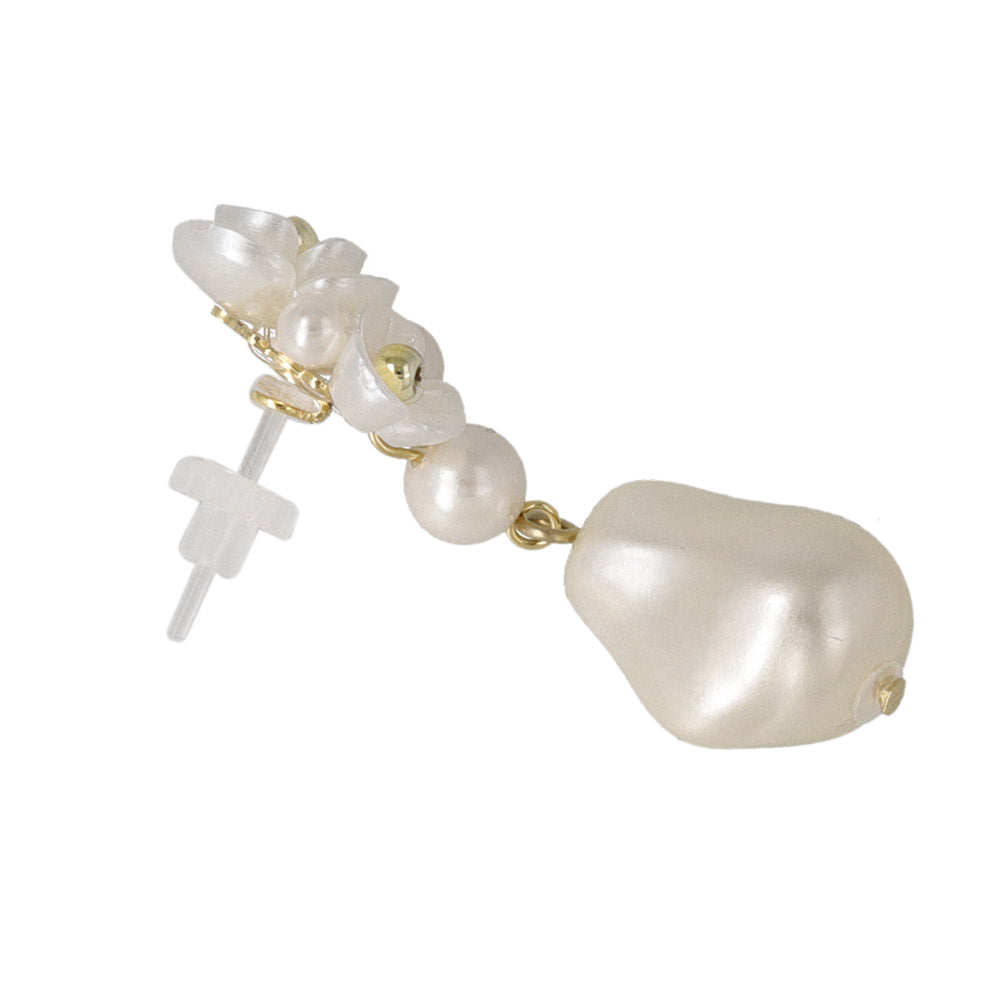 Flower and Baroque Pearl Plastic Earrings