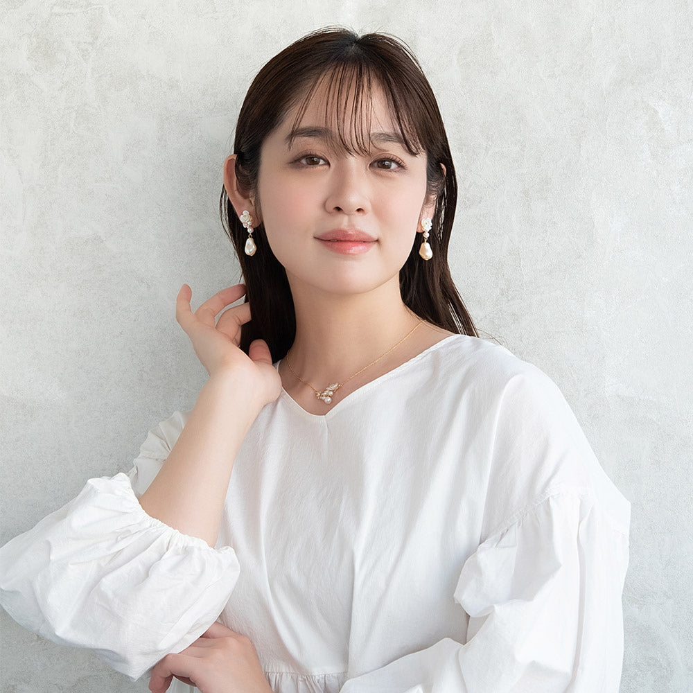 Flower and Baroque Pearl Plastic Earrings