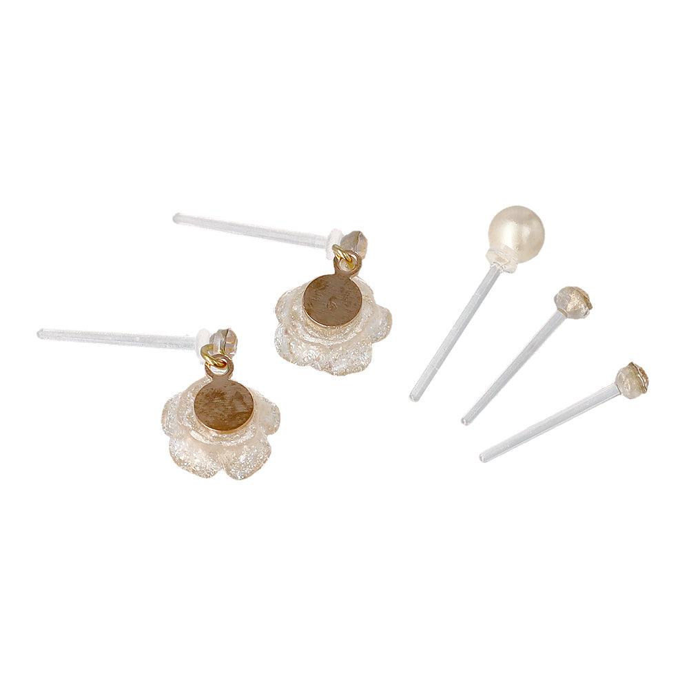 Glitter Rose Plastic Earring Set