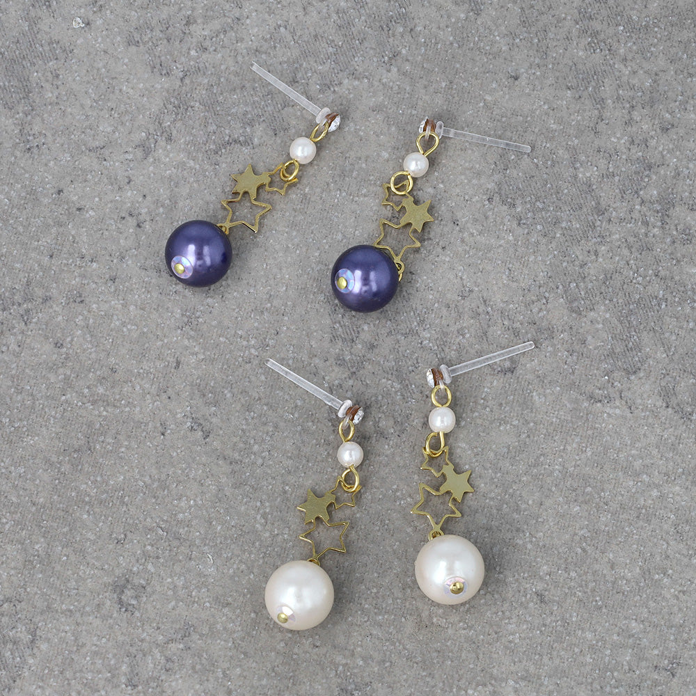 Starry Pearl Planet Drop Plastic Earrings - osewaya
