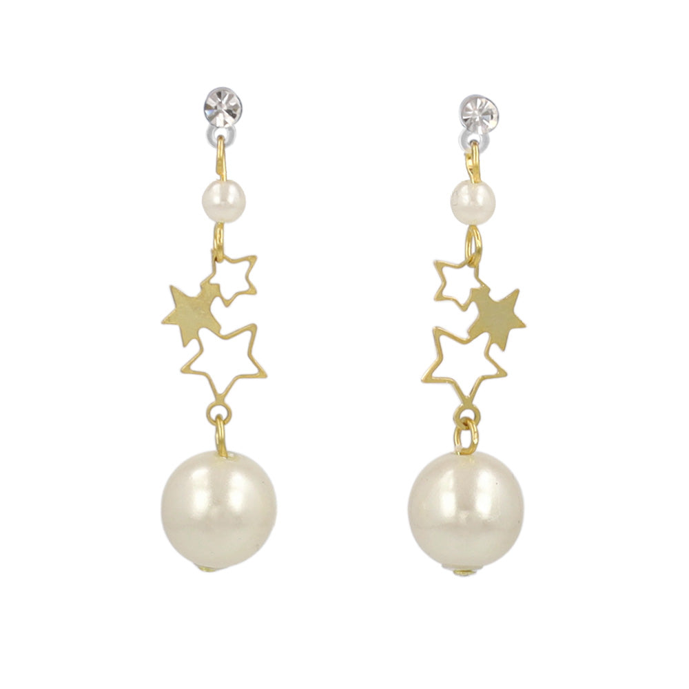 Starry Pearl Planet Drop Plastic Earrings