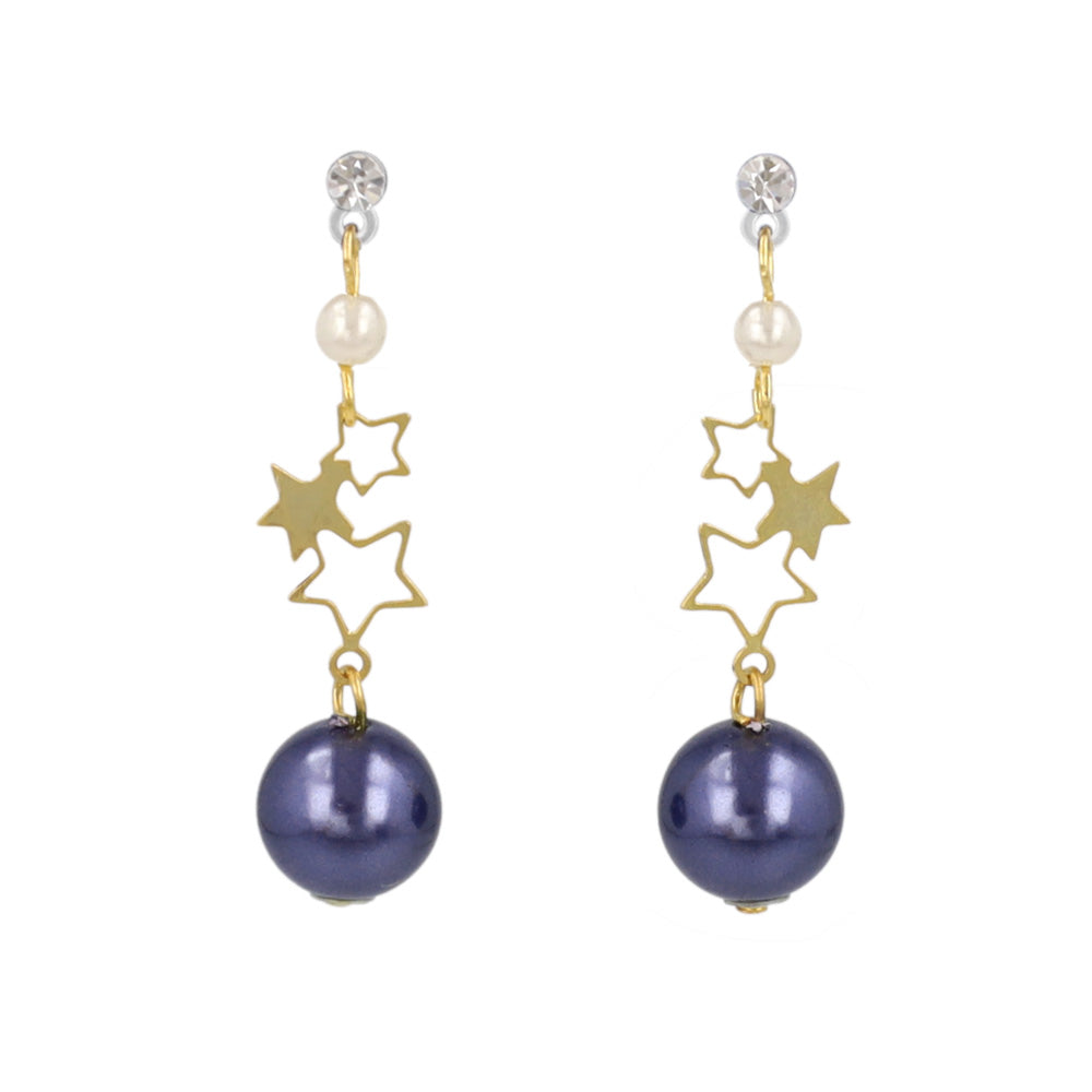 Starry Pearl Planet Drop Plastic Earrings