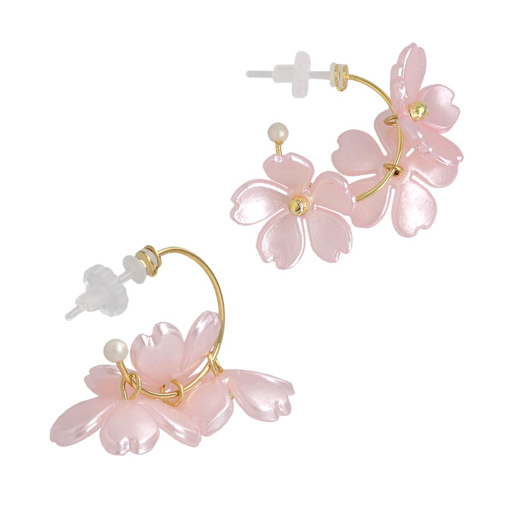 Blossoming Sakura Hoop Plastic Earrings