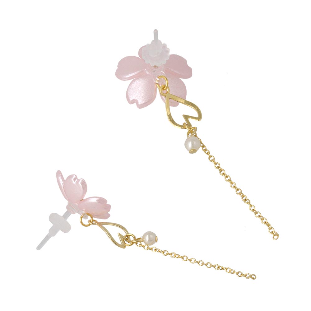 Sakura Chain Drop Plastic Earrings
