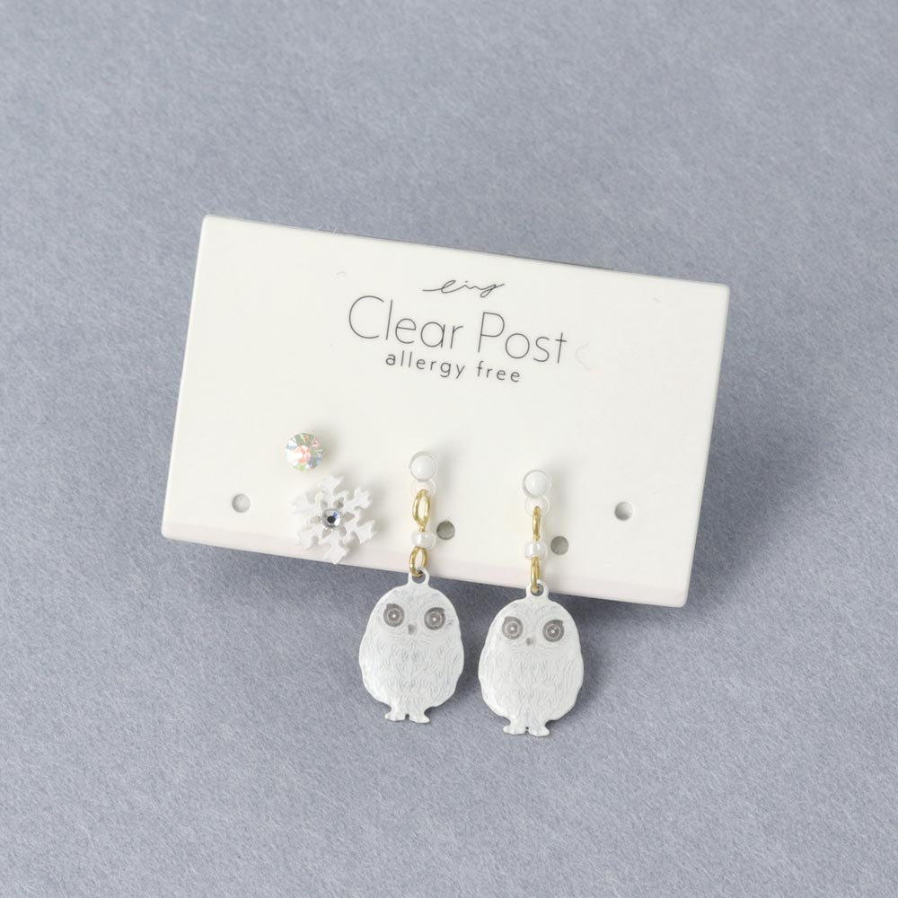 White Owl Mix and Match Plastic Earrings